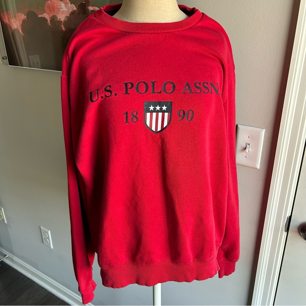 Vintage U.S. Polo Assn. Red Crewneck Sweatshirt XL 90s Y2K Streetwear